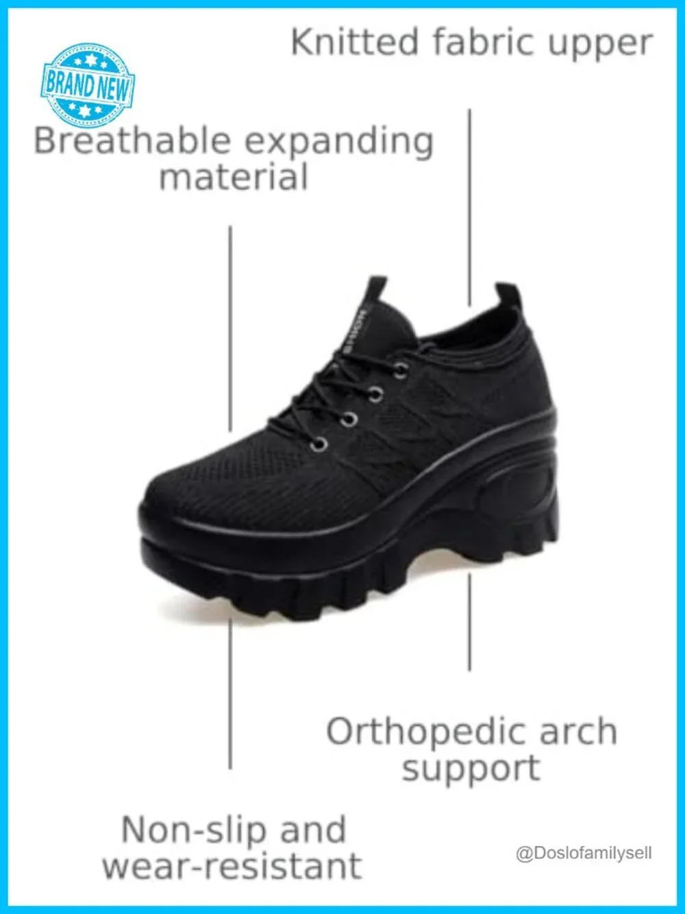 Women's Chunky Platform Orthopedic Walking Shoes Knitted Mesh Arch Support